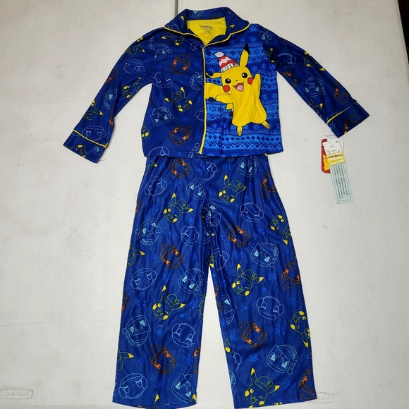 New! Boys' Pokemon Pikachu Coat Pajama Set - Blue - Picture 8 of 9